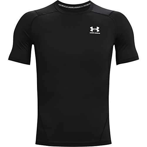 Under Armour UA HG Armour Comp SS Camiseta para Hombre, Negro (Black/White), M