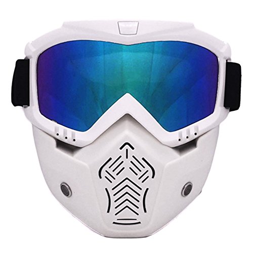 Unisex Gafas de esquí - TININNA Máscara y Gafas de Ski para el adulto Hombre y Mujer Espejo Anti-vaho Antiniebla Gafas para Esquiar y Deportes al Aire Libre-Marco blanco mate, lente colorida