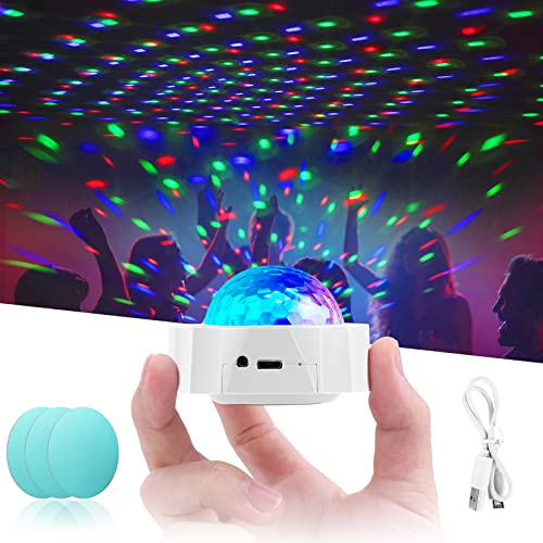 URAQT Luz del Discoteca,3 Colores RGB Mini luz de discoteca por USB Luz de Noche Recargable Luces Fiesta Controlada por Música Bola Luces Portátiles para Todo Fiestas y Decoración Interior del Coche