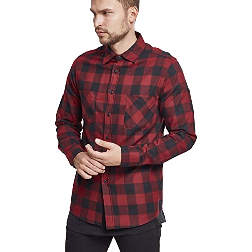 Urban Classics Checked Flanell Shirt Camisa, Multicolor (Blk/Red), XL para Hombre