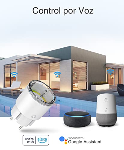 Usmart Mini Enchufe Inteligente Wifi, Enchufe Alexa programable WIFI Control Remoto por APP, Smart Plug Funcionar con Monitor de Energía/Temporización, Compatible con Alexa/Google Home, 2 Packs