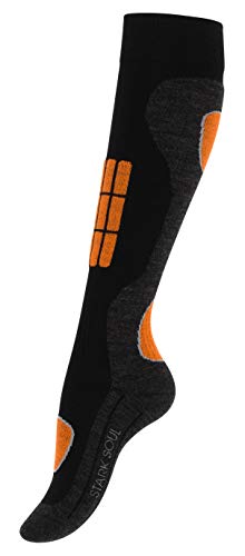VCA - 2 pares de calcetines funcionales de esquí para mujer, calcetines de esquí con acolchado especial, Otoño-Invierno, Mujer, color azul/naranja, tamaño 35-38