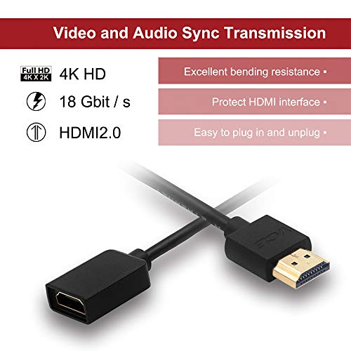 VCE Cable Alargador HDMI,Prolongador macho a hembra extensor HDMI 4k@60hz para TV stick chromecast 14cm 2 Unidades