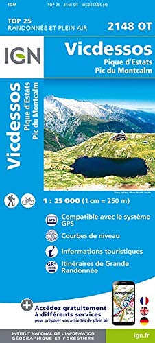 Vicdessos / Pique d'Estats / Pic du Montcalm 2018 (Top 25 & série bleue - Carte de randonnée)