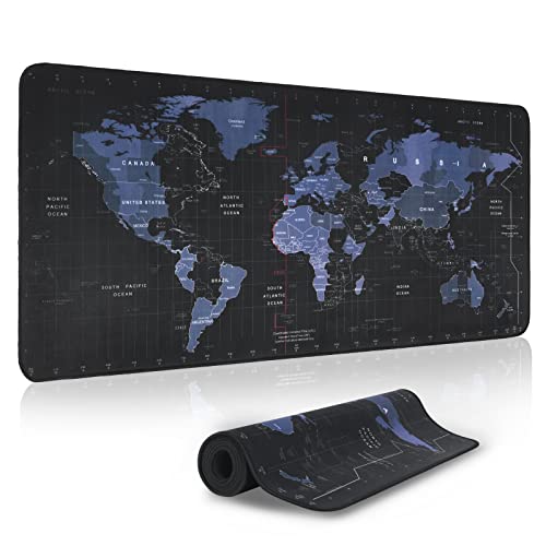 Vicloon Alfombrilla Raton Gaming Grandes World Map Mouse Pad XXL 900x400x3 mm,Impermeable con Base de Goma Antideslizante,Special-Textured Superficie para Gamers Ordenador, PC y Laptop