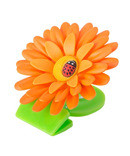 Vigar Flower Power Pinzas con Iman para Cocina, Material: ABS, Goma, PPN, Imán: Acero, Aluminio, Boro, Naranja, 8 x 8 x 2.5 cm, 3 Unidades
