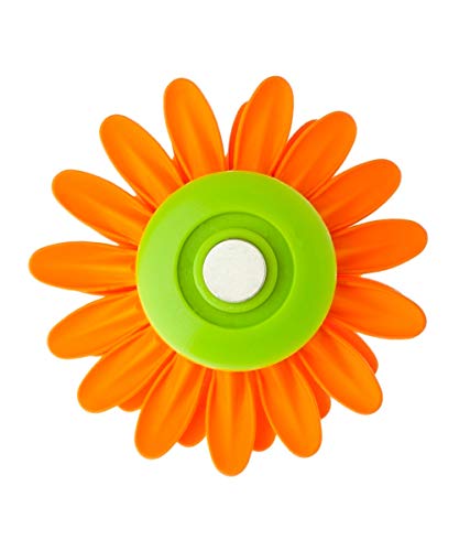 VIGAR Flower Power Pinzas con Iman para Cocina, Material: ABS, Goma, PPN, Imán: Acero, Aluminio, Boro, Naranja, 8 x 8 x 2.5 cm, 3 Unidades