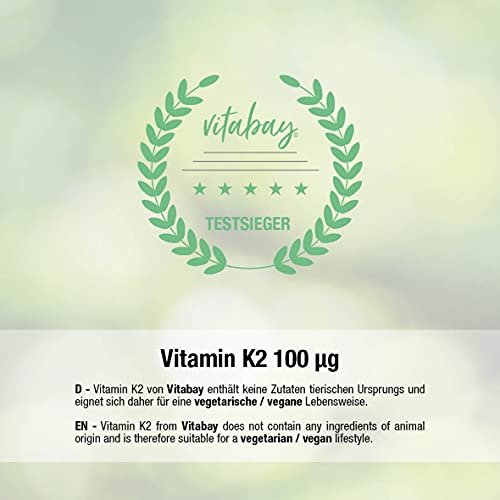 Vitamina K2 Comprimidos 100 µg (menaquinona natural MK-7) • Contribuye al mantenimiento de los huesos normales • 100% Vegano y de calidad alemana