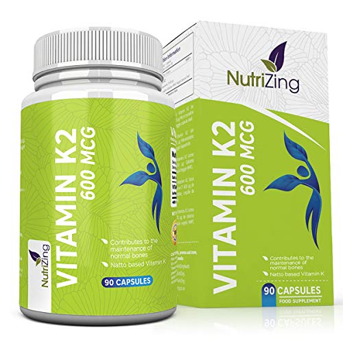 Vitamina K2 MK7 de alta resistencia - Basado en Natto - Vitamina K - Suministro para 3 meses - Apoya el mantenimiento de huesos normales - Vegano de NutriZing