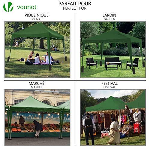 VOUNOT Gazebo Plegable Cenador 3x3 m Pabellon de Jardin, Impermeable y Pop Up, Verde