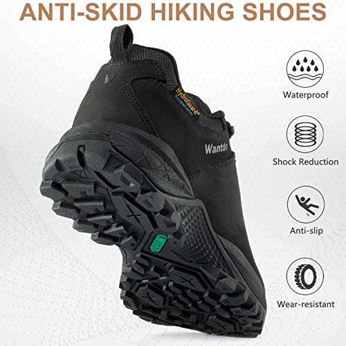 Wantdo Botas de Senderismo para Mujer Impermeables Bajas Zapatillas de Senderismo al Aire Libre Zapatos para Running Viaje de Mochilero Correr en Montaña Negro 39
