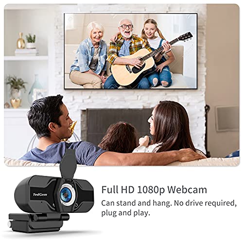 Webcam, TedGem Camara PS4 Webcam 1080p Webcam con Microfono para PC Camara Streaming para Hangouts, Meet, Skype, Videollamadas, Youtube