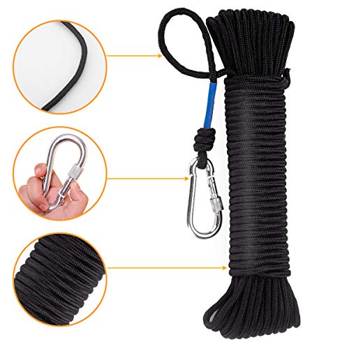 Wukong Cuerda 20m x 6mm– Cuerda de Tejiendo, Negro Cuerda de Pesca, Multiusos Cuerda, Carga de Rotura: 150kg