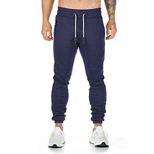 Yageshark - Pantalones de deporte para hombre, de algodón, ajustados marine M