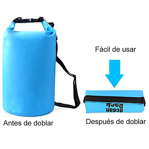 10L Waterproof Drying Bag, Adjustable Shoulder Strap Water Drifting Bucket Bag + Oversized Waterproof Phone Case, Suitable For Kayaking /Boating / Canoeing / Fishing(Amarillo)