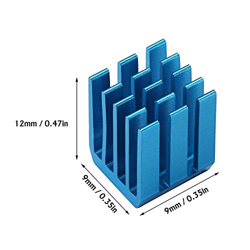 20 piezas de motor paso a paso disipador de calor, con adhesivo conductor 3D para impresora TMC2130 TMC2100 A4988 DRV8825 TMC2208 (azul 9 x 9 x 12 mm)