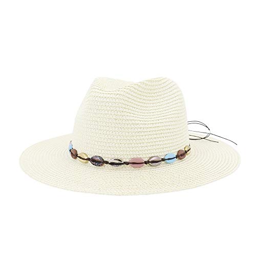 2020 Jane' Store Sombrero de Panamá del Verano del Sombrero del Sombrero de Paja del Sombrero de Fedora Sun Beach Shell Colorido Retro de la Manera Sombrero del Partido