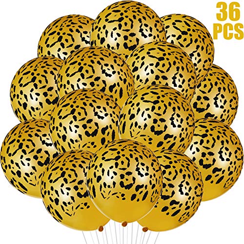 36 Piezas de Globos de Látex con Manchas de Leopardo Globos de Guepardo Globos de Animales de Jungla para Animales de Zoológico de Safari Suministros de Fiestas Decoracion de Cumpleaños de Jungla