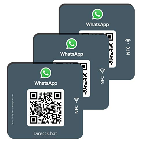 3x Pegatina Whatsapp para tu negocio | MultiAcceso con QR y NFC | Multiidioma | Materiales premium larga duración | para instalar en ventana, mostrador escaparate de tu tienda