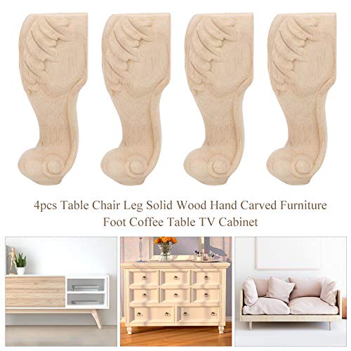 4 piezas patas de muebles de madera maciza sofá de madera tallada sofá silla otomana loveseat mesa gabinete muebles patas de madera pies tallados sin terminar de madera(15 * 6cm)