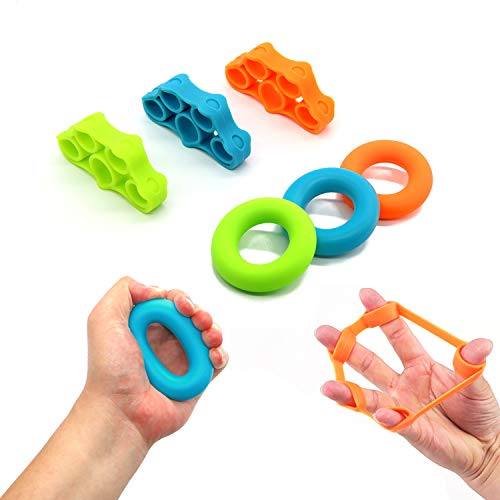 (6Pcs) - ZANPOON Finger Trainer and Hand Grip Strengthener - Strength Forearm Exerciser Guitar Finger Strengtheners and Rock Climbing Grips Workout