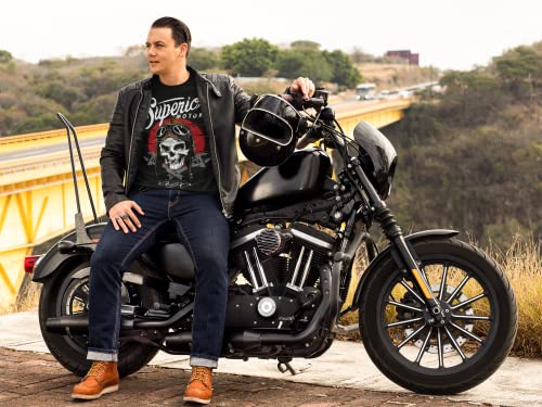 6TN Camiseta de hombre Superior Motors Classic Biker Hot Rod Mecánico - Kamikaze Skull, Negro, XXL