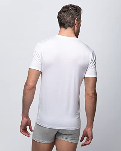 Abanderado Ecosmart Camisetas Tencel blancas Ropa interior para hombre, L (Pack de 2)
