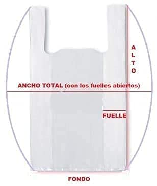 ACESA - Bolsa de Plástico Tipo Camiseta Resistentes con Asas. Reciclables y Reutilizables, Aptas para Uso Alimentario 35x50cm 1Kg.