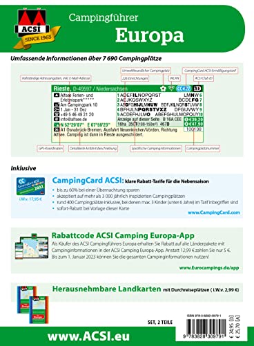 ACSI Campingführer Europa 2022: in 2 Bänden inkl. ACSI CampingCard Ermässigungskarte und ACSI Camping Europa-App Rabattcode