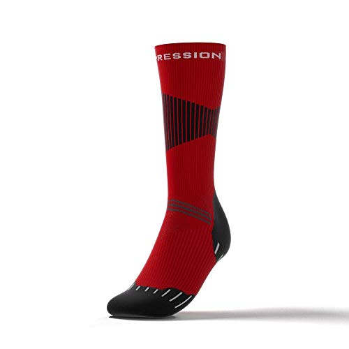 Active Compression Patines Nordic Race Socks – Calcetines de esquí de fondo/ocke con compresión – Rojo/Negro