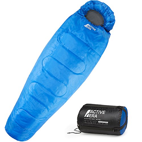 Active Era Saco de Dormir Profesional 300 Tipo Momia, 3-4 Estaciones, Ideal para Camping y Excursiones