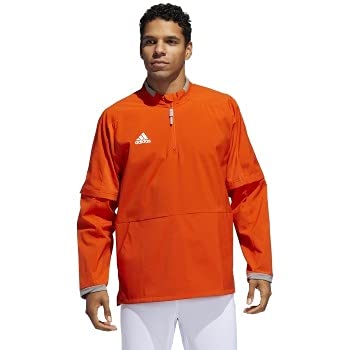 adidas Fielder's Choice 2.0 Convertible Cage Long Sleeve Jacket- Men's Baseball M Collegiate Orange/Core Heather