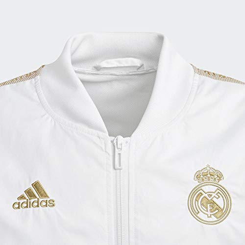 adidas Real Madrid Anthem Jacket Teens Chaqueta, Niños, Blanco (White/Dark Football Gold), 13-14Y