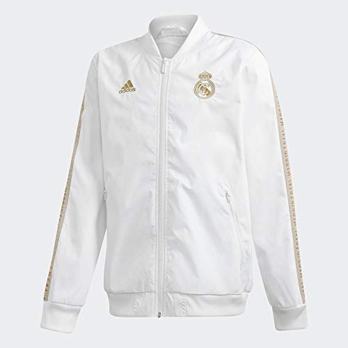 adidas Real Madrid Anthem Jacket Teens Chaqueta, Niños, Blanco (White/Dark Football Gold), 13-14Y