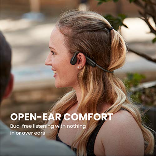 AfterShokz OpenMove, Auriculares Deportivos Inalámbricos con Bluetooth 5.0, Tecnología de Conducción Ósea, Carga USB-C, Micrófono Incorporado, Diseño Open-Ear, Gris