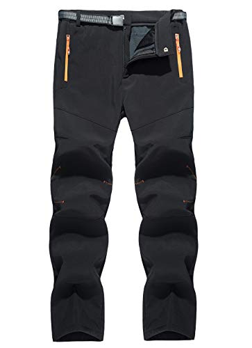 AIEOE Pantalones de Asaltos Hombre Exterior Resistente al Agua y Viento Pantalones Largos de Senderismo de Invierno para Esquí - Negro 44