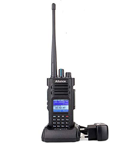 Ailunce HD1 Doble Banda DMR Radio Walkie Talkie Digital 3000Canales IP67 Impermeable DTMF Función de Grabación Radio Amateur Compatible con Motorobo Tier I&II (Negro)