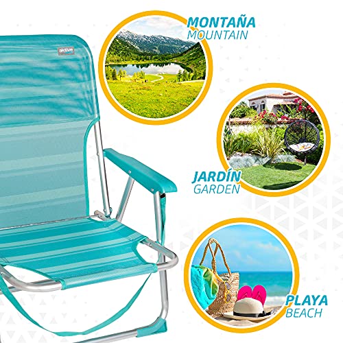 Aktive 53958 - silla plegable fija aluminio 55 x 35 x 72 cm - turquesa (mediterráneo)