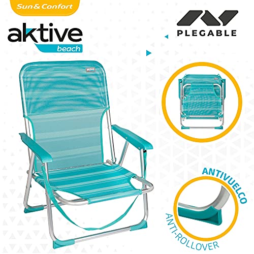 Aktive 53958 - silla plegable fija aluminio 55 x 35 x 72 cm - turquesa (mediterráneo)