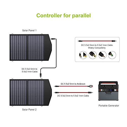 ALLPOWERS 60W Monocristalino Cargador Panel Solar Batería Placa Plegable con 5V USB 18V DC y 9 Paneles Solares para Phone los teléfonos móviles de