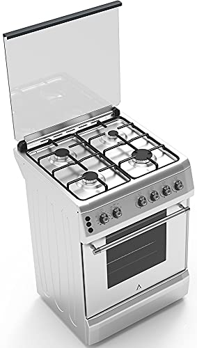 ALPHA Cocina de Gas VULCANO LUX-60 Inox, Encendido automático, corte de gas seguro y temporizador en horno. **Alta Gama**