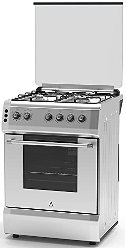ALPHA Cocina de Gas VULCANO LUX-60 Inox, Encendido automático, corte de gas seguro y temporizador en horno. **Alta Gama**