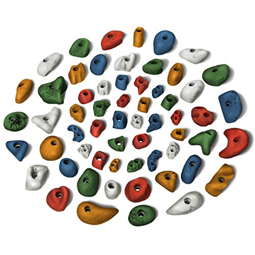 ALPIDEX Juego para Principiantes: 60 presas de Escalada Incluyendo Tornillos y 200 Tuercas de púas para una Superficie de 4 a 8 m² Aprox, Color:Color Mezclado