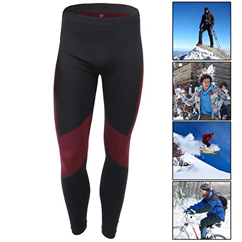 ALPIDEX Set de Ropa Térmica para Hombre, Ropa Interior para esquí - Transpirable, cálida y de Secado rápido, Tamaño:S/M, Color:Negro-Rojo