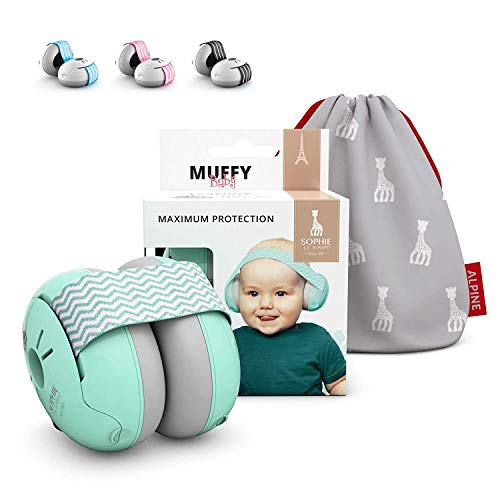 Alpine Muffy Baby Orejeras para bebés - Orejeras para bebés y niños de hasta 36 meses - Previene daños auditivos - Mejora el sueño en movimiento - fácil de ajustar - Sophie la Girafe