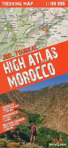 Alto Atlas de Marruecos, toubkal. Incluye mapas de Sahara occidental y Marrakech. Escala: 1:100.000. Mapa excursionista plastificado. terraQuest.: TQU.070 (Trekking map)