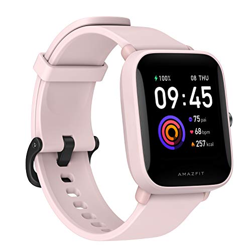 Amazfit Bip U Series Smartwatch Fitness Reloj Inteligente 60+ Modos Deportivos 1.43" Pantalla táctil a Color Grande 5 ATM (SpO2) Oxígeno en Sangre Frecuencia Cardíaca, Rosado