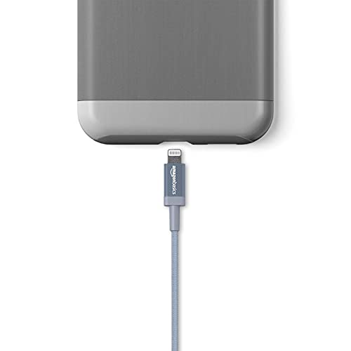 Amazon Basics - Cable Lightning a USB-A de nailon trenzado, cargador certificado por MFi, color gris oscuro, 1,8 m