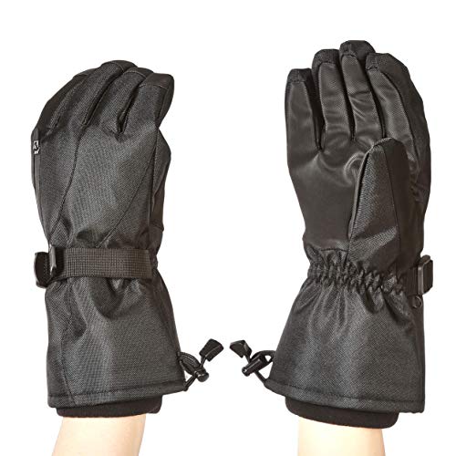 Amazon Basics - Guantes de esquí impermeables, negros, talla XL