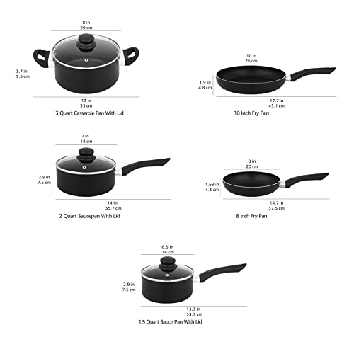 Amazon Basics - Juego de utensilios de cocina antiadherentes, 5 piezas